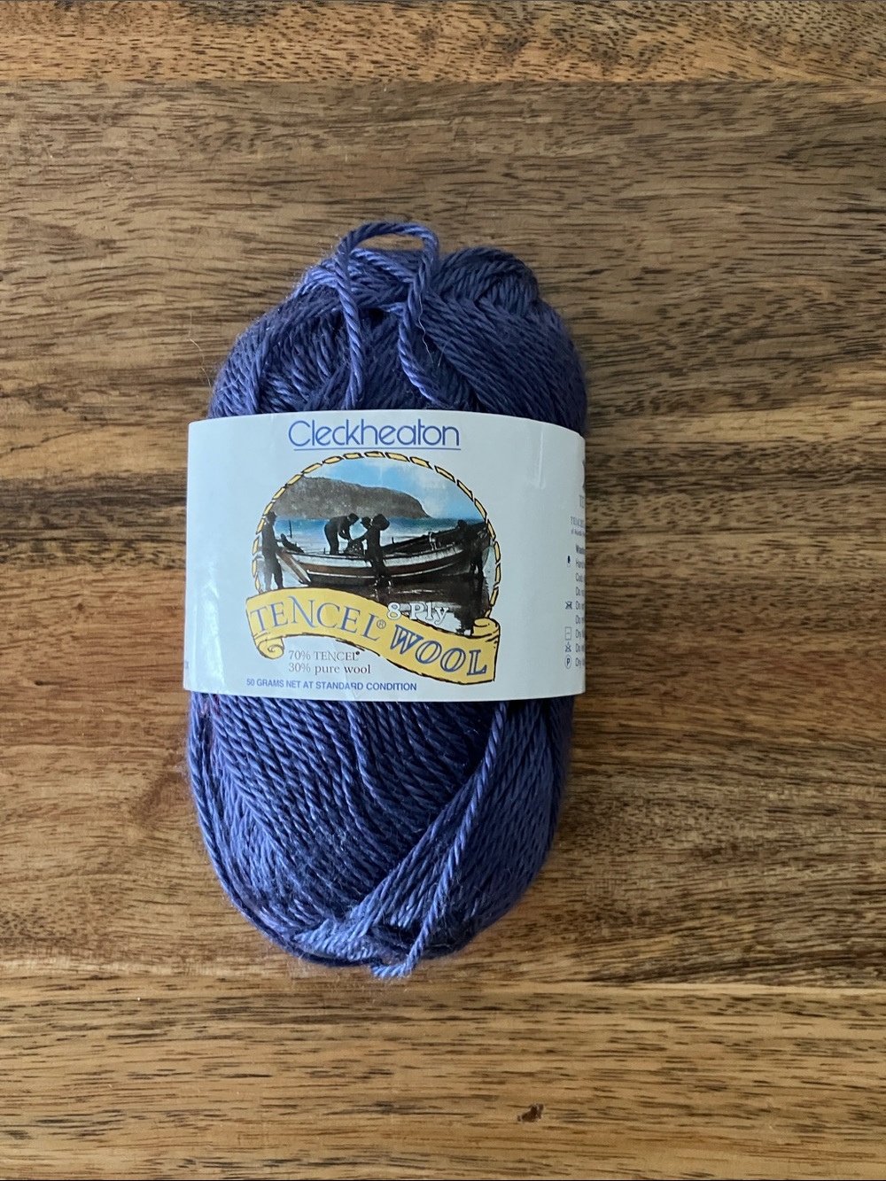 Cleckheaton Tencel Wool 8 Ply DK Yarn Purple Blue 92m Australian Wool
